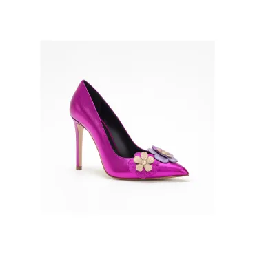 Pantofi stiletto Piele Naturala fuxia Shine