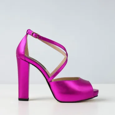 Sandale cu platou Piele Naturala fuxia Lavinia