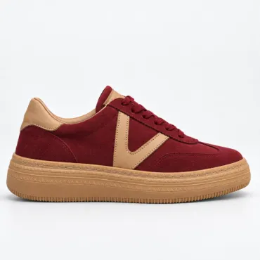Sneakers damă din piele naturală Bordo Fredo