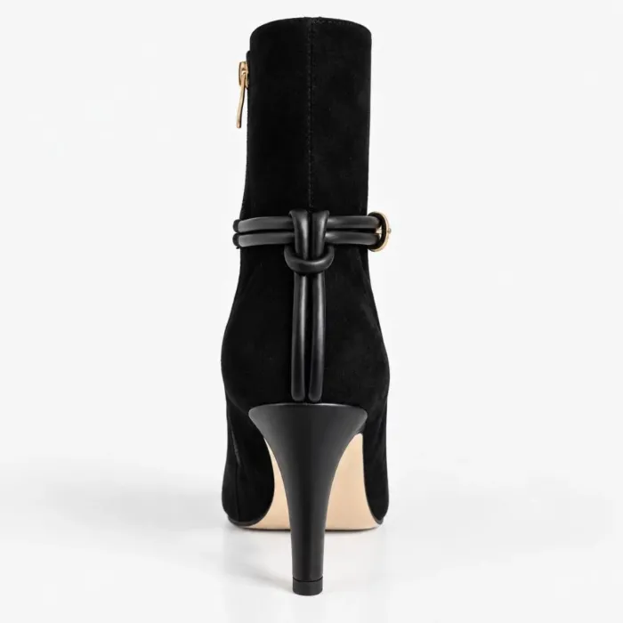 Botine damă elegante din Piele Naturală negre Nola picture - 3