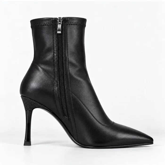 Botine damă elegante Kaira – Piele Eco elastică neagră picture - 4