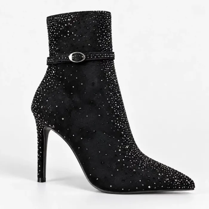 Botine dama elegante Negre cu strasuri Kaia picture - 3