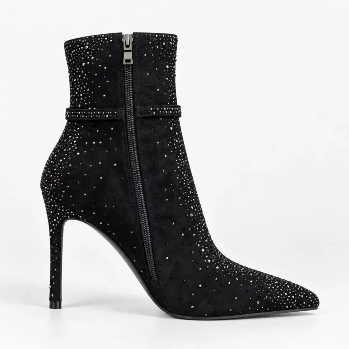 Botine dama elegante Negre cu strasuri Kaia picture - 4