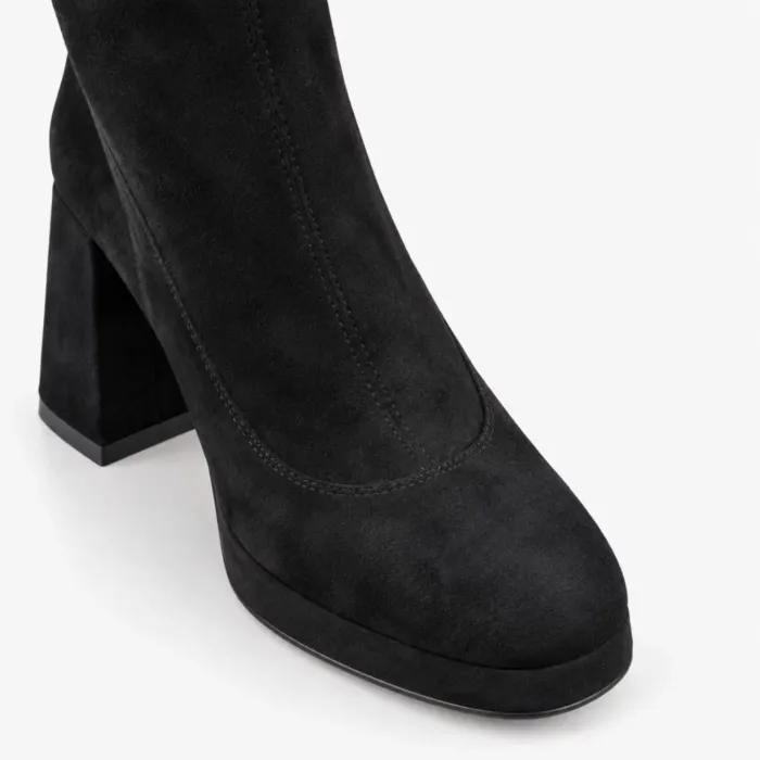 Botine dama Negre cu talpa platforma Asti -Textil strech picture - 3