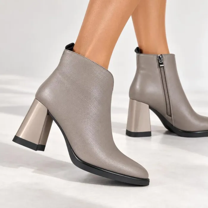 Botine dama Piele Naturala Grej Treviso picture - 2