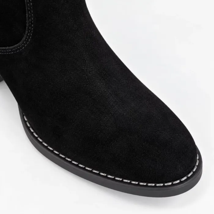 Ciocate dama Piele Naturala Negre velur cu esarfa detasabila Deda picture - 4
