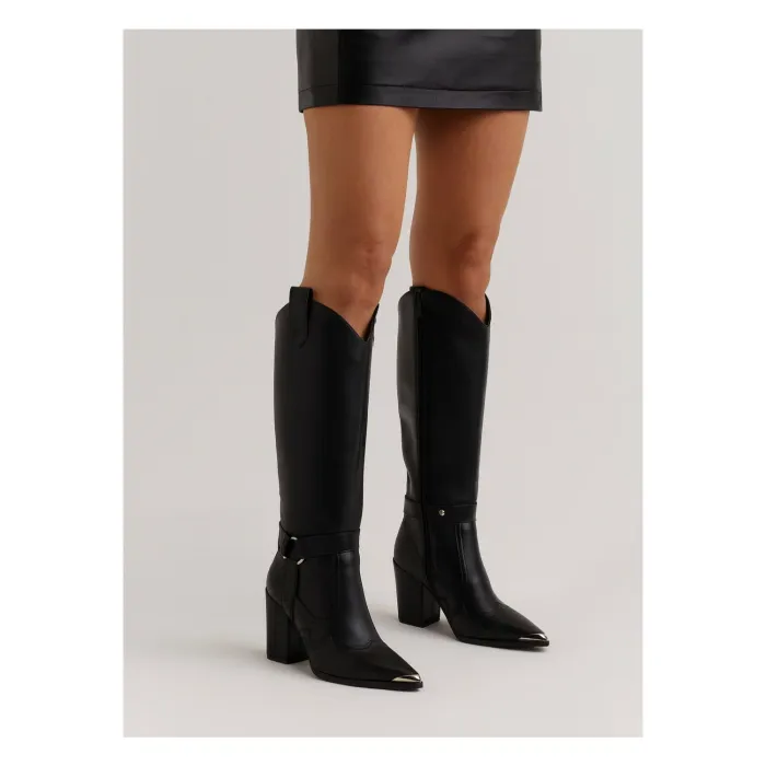 Cizme cu carambi detasabili Piele Naturala Negre Jinx picture - 2