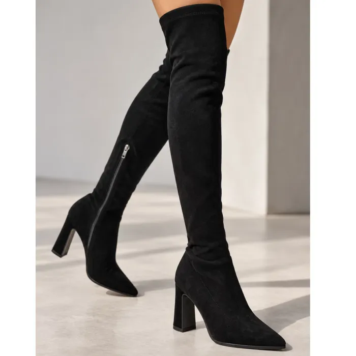 Cizme damă elegante Negre stretch Nerissa picture - 2