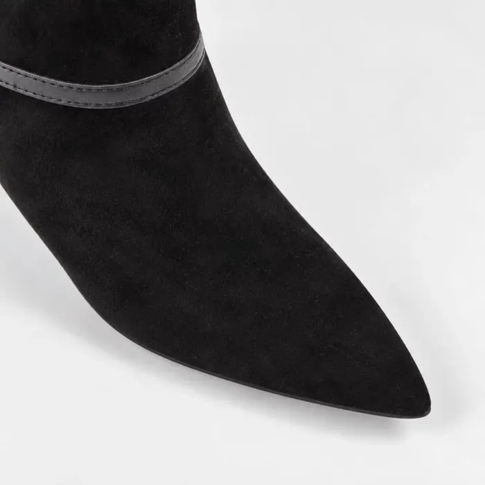 Cizme dama elegante Piele Naturala Negre cu toc mic Amore picture - 2