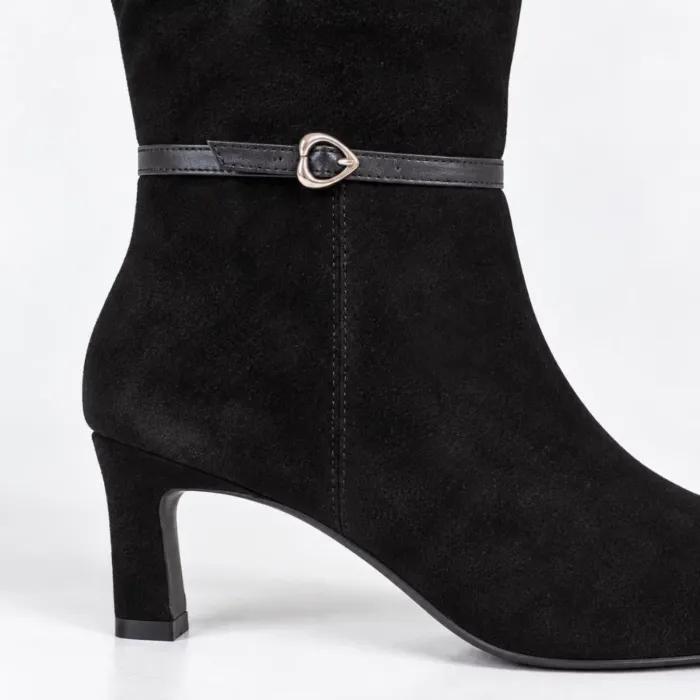 Cizme dama elegante Piele Naturala Negre cu toc mic Amore picture - 3