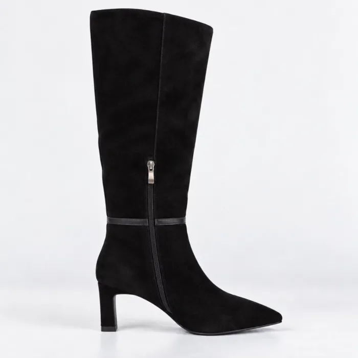Cizme dama elegante Piele Naturala Negre cu toc mic Amore picture - 4
