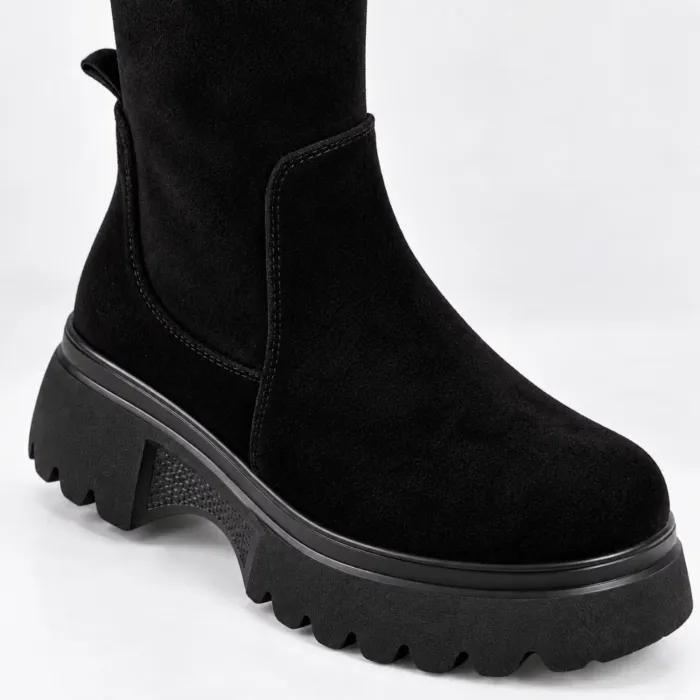 Cizme damă Piele Naturala Negre cu textil stretch Riva picture - 3