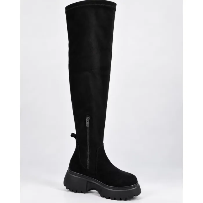 Cizme damă Piele Naturala Negre cu textil stretch Riva picture - 4