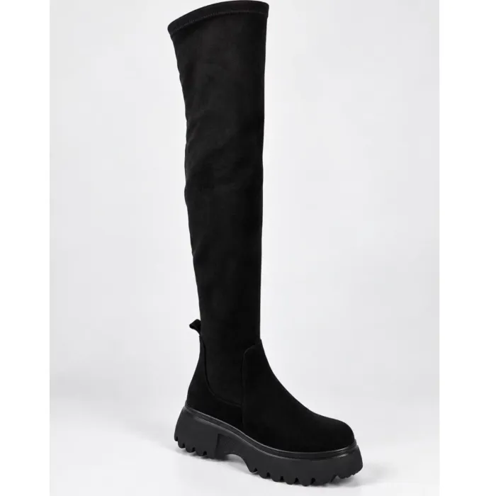 Cizme damă Piele Naturala Negre cu textil stretch Riva picture - 5