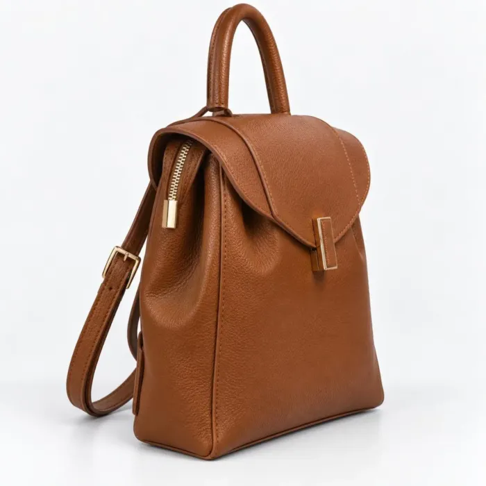 Geanta dama din Piele Naturala Camel tip rucsac Avery picture - 2