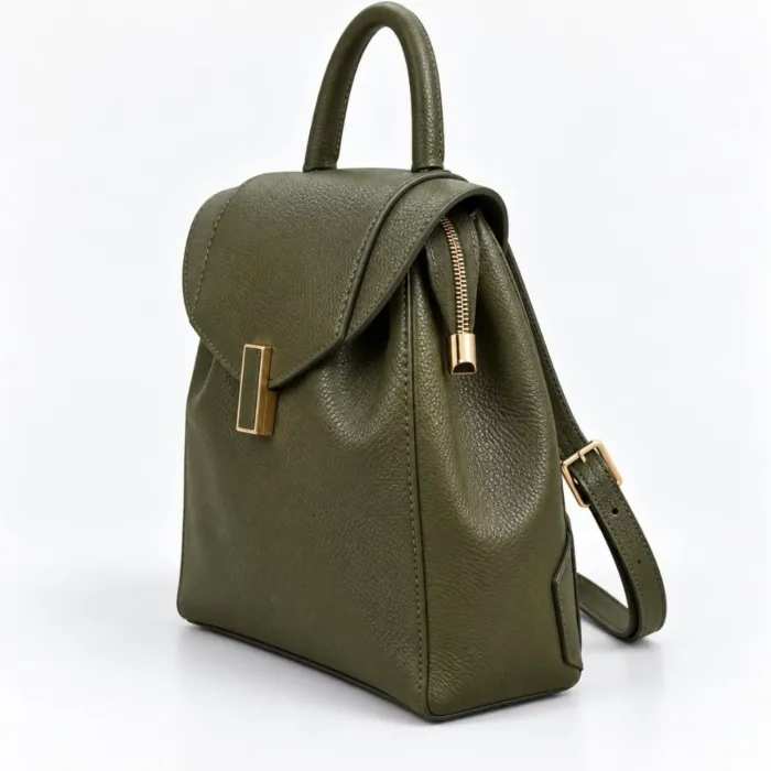 Geanta dama din Piele Naturala Kaki tip rucsac Avery picture - 2