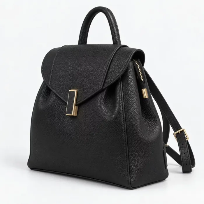 Geanta dama din Piele Naturala Neagra tip rucsac Avery picture - 2