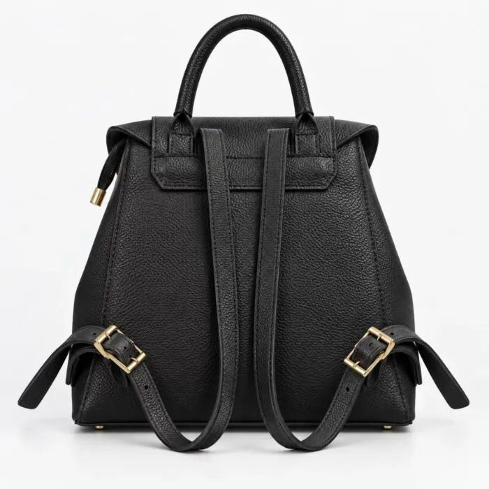 Geanta dama din Piele Naturala Neagra tip rucsac Avery picture - 3