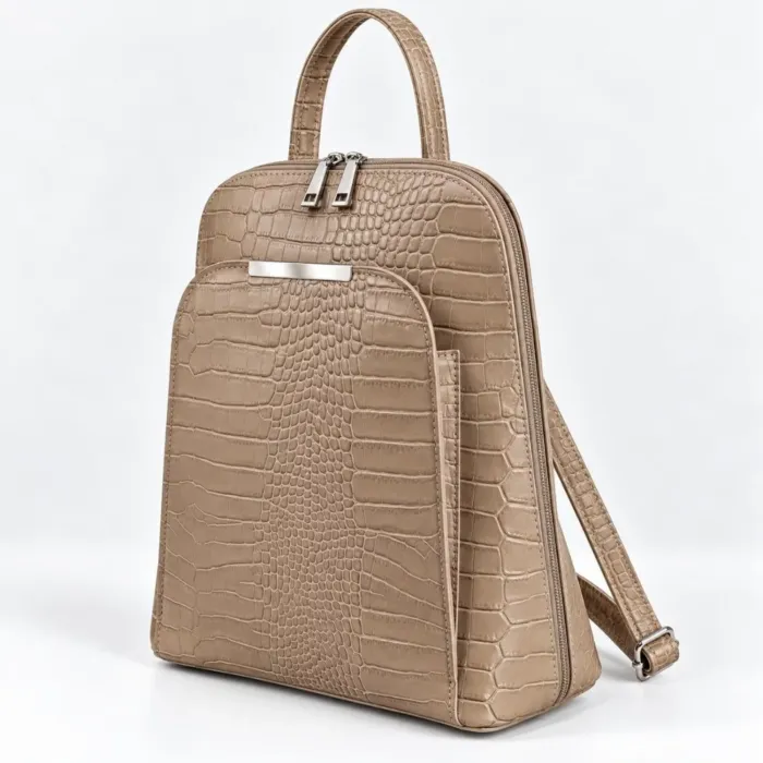 Geanta dama din Piele Naturala presa Bej tip rucsac Etsy picture - 2