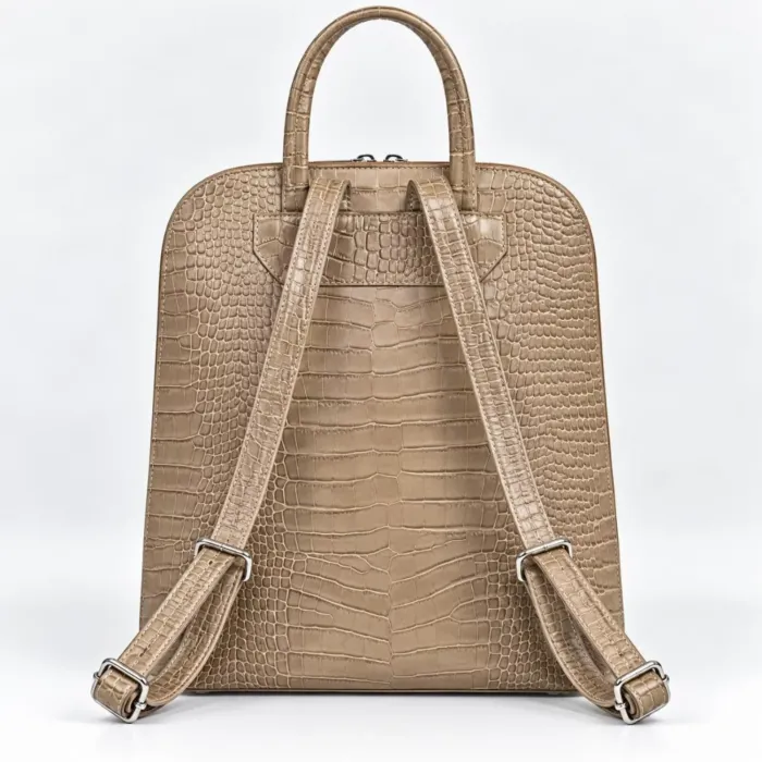 Geanta dama din Piele Naturala presa Bej tip rucsac Etsy picture - 3