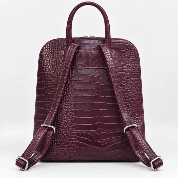 Geanta dama din Piele Naturala presa Bordo tip rucsac Etsy picture - 3