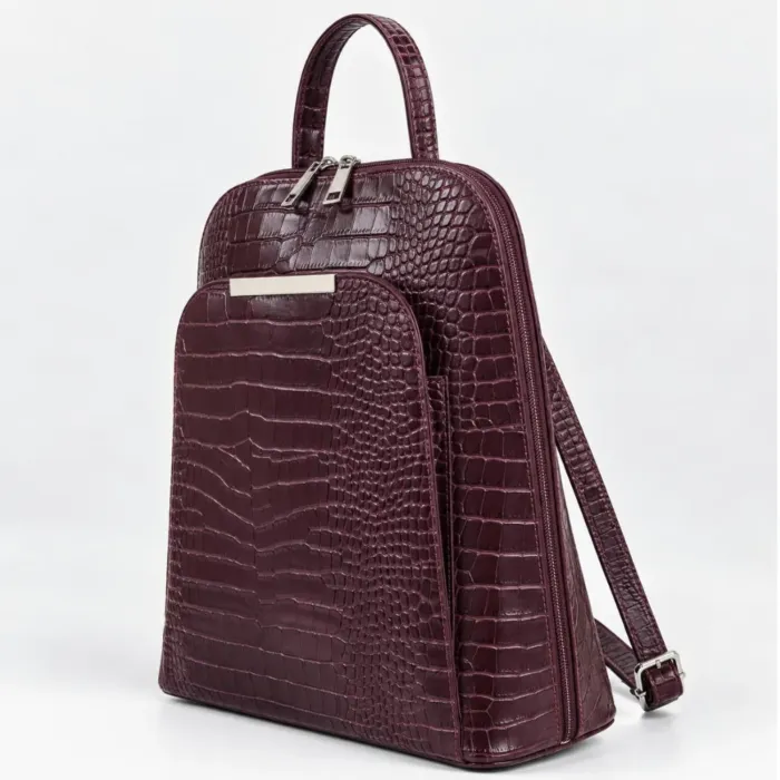 Geanta dama din Piele Naturala presa Bordo tip rucsac Etsy picture - 2