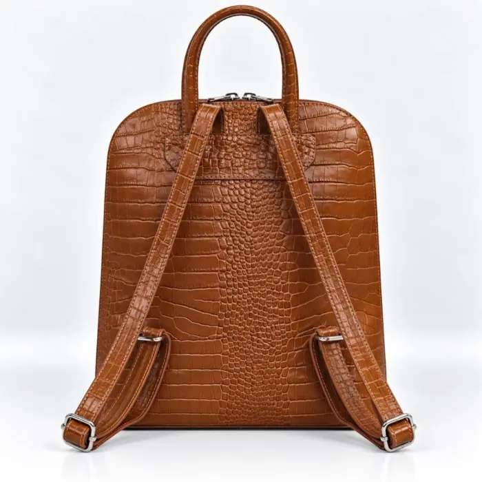 Geanta dama din Piele Naturala presa Camel tip rucsac Etsy picture - 3