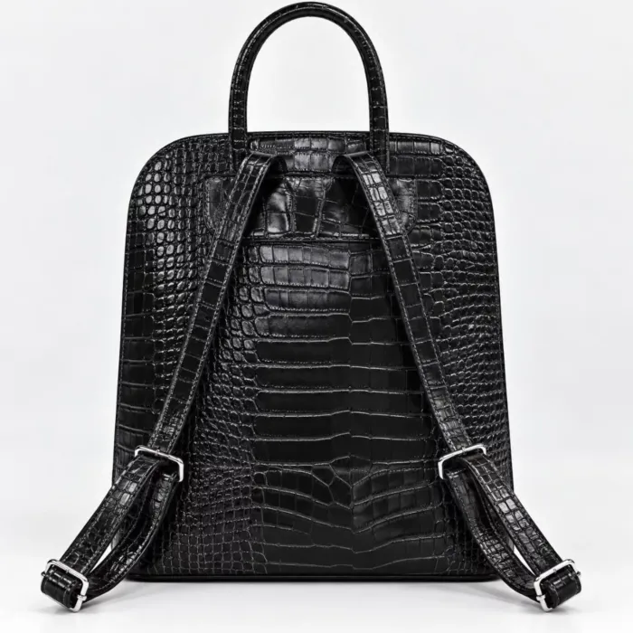 Geanta dama din Piele Naturala presa Negru tip rucsac Etsy picture - 3