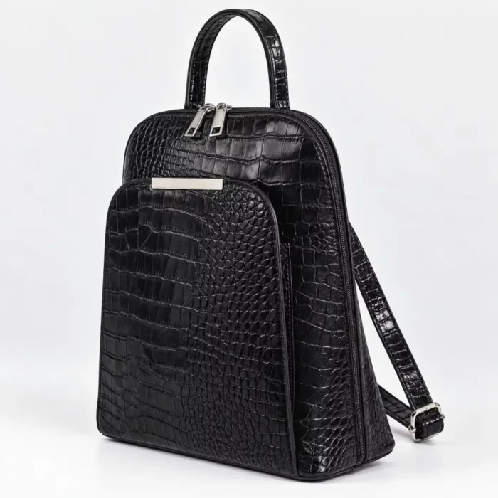 Geanta dama din Piele Naturala presa Negru tip rucsac Etsy picture - 2