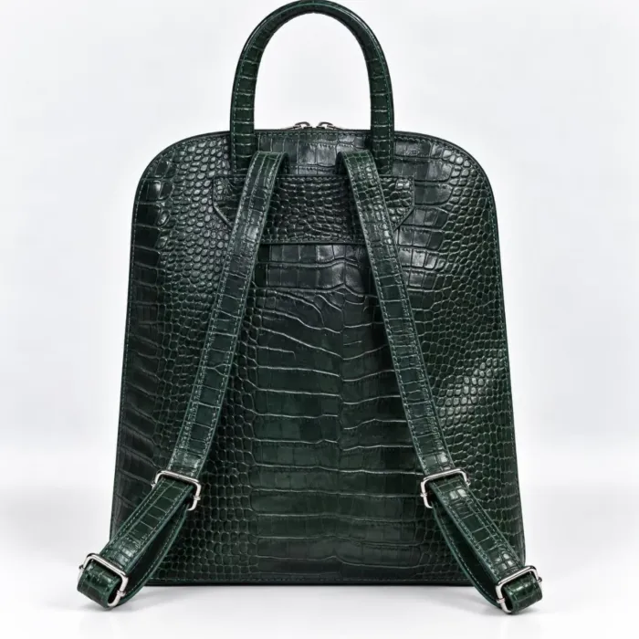 Geanta dama din Piele Naturala presa Verde tip rucsac Etsy picture - 3