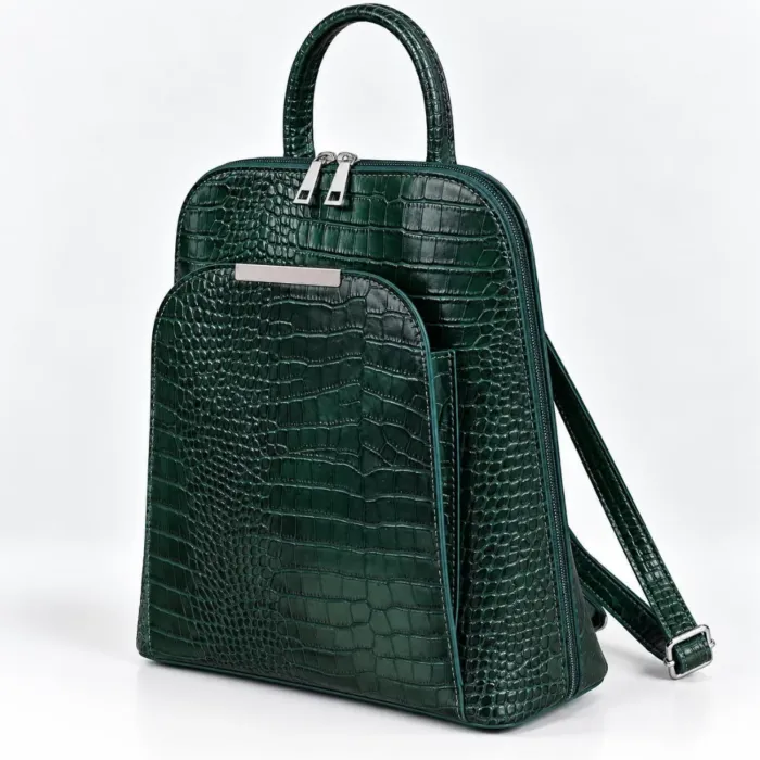 Geanta dama din Piele Naturala presa Verde tip rucsac Etsy picture - 2