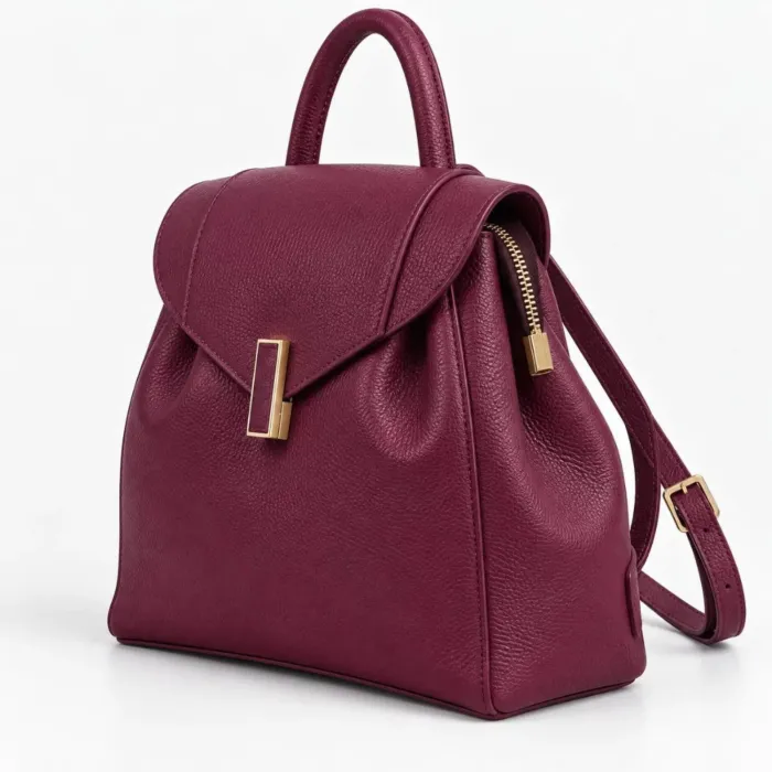 Geanta dama din Piele Naturala Pruna tip rucsac Avery picture - 2