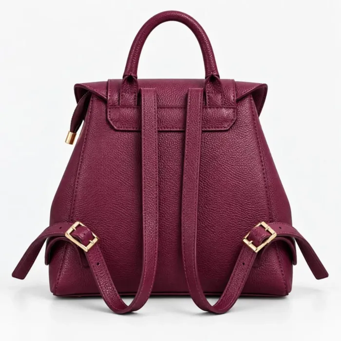 Geanta dama din Piele Naturala Pruna tip rucsac Avery picture - 3