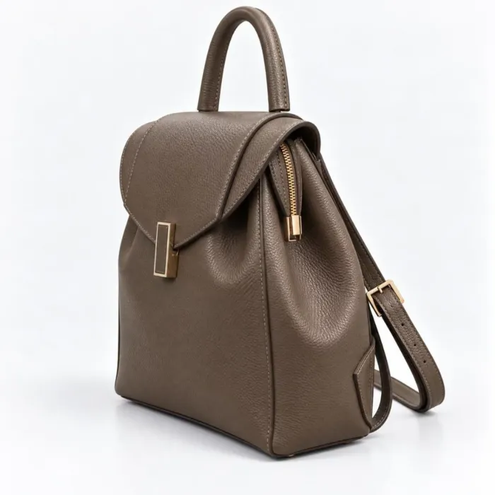 Geanta dama din Piele Naturala Taupe tip rucsac Avery picture - 2