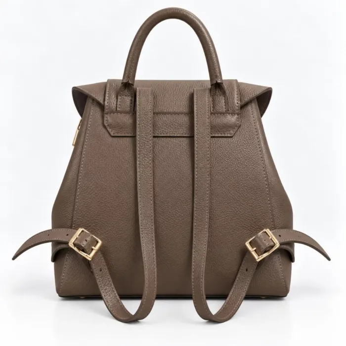 Geanta dama din Piele Naturala Taupe tip rucsac Avery picture - 3