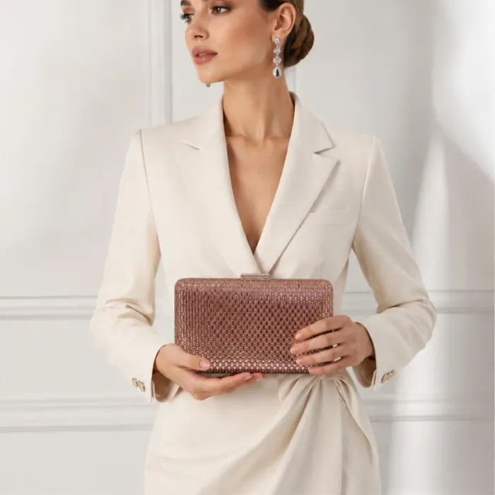 Geantă Elegantă Luisa Roz cu Cristale – Clutch de Ocazie pentru Evenimente Speciale picture - 2