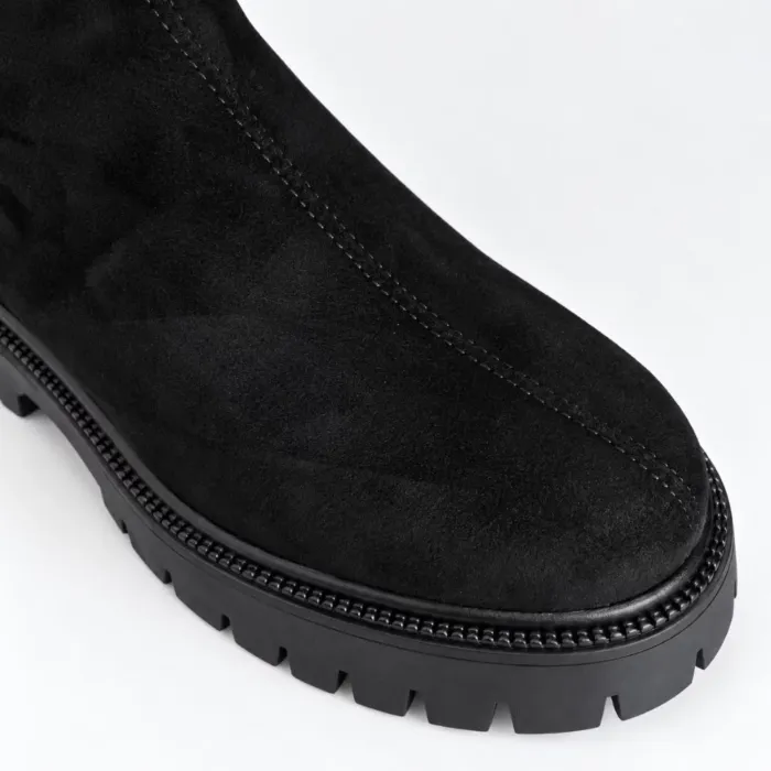 Ghete damă Negre Nessa – textil stretch cu talpa chunky picture - 4