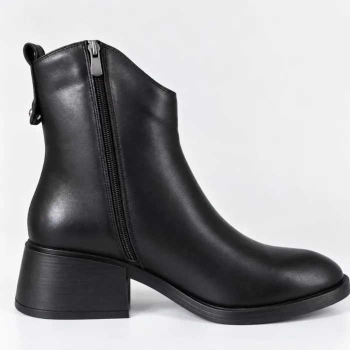 Ghete dama Piele Naturala Negre box cu talpa comoda Avery picture - 4