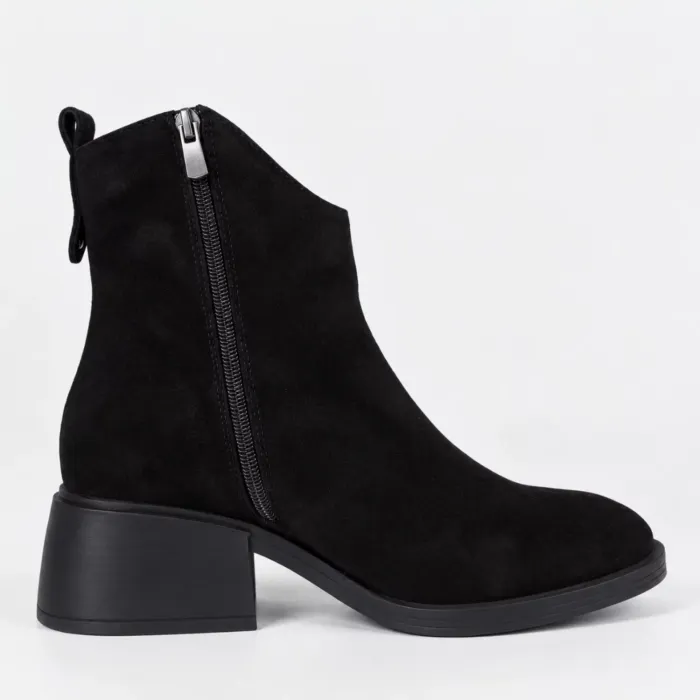 Ghete dama Piele Naturala Negre cu talpa comoda Avery picture - 5