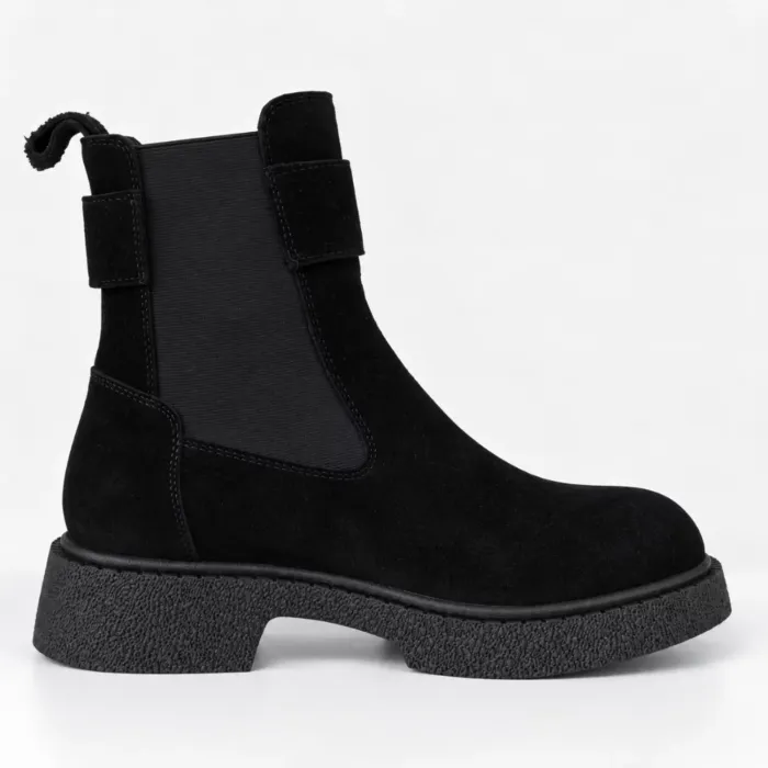 Ghete dama Piele Naturala Negre cu talpa comoda Elmas picture - 3