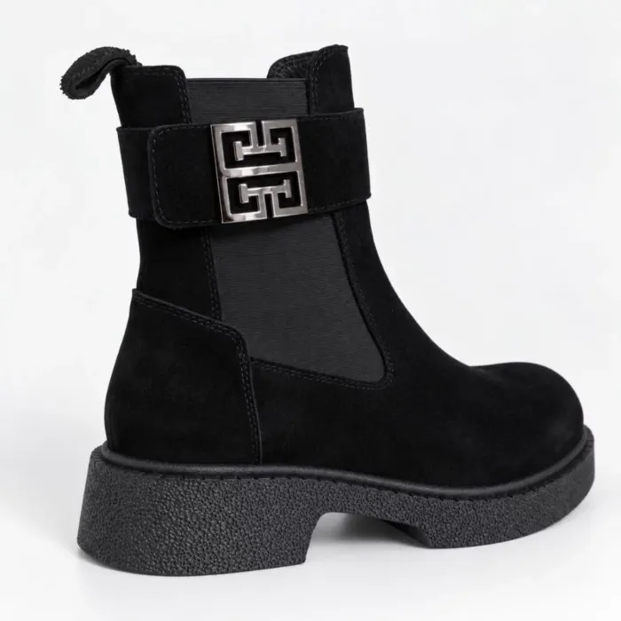 Ghete dama Piele Naturala Negre cu talpa comoda Elmas picture - 4