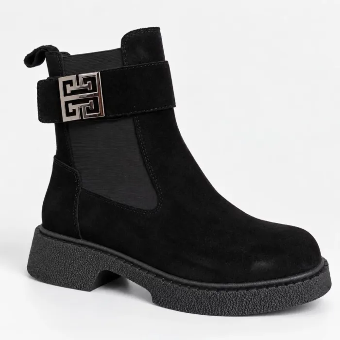 Ghete dama Piele Naturala Negre cu talpa comoda Elmas picture - 5