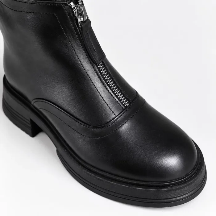 Ghete dama Piele Naturala Negre cu talpa comoda Marlow picture - 3