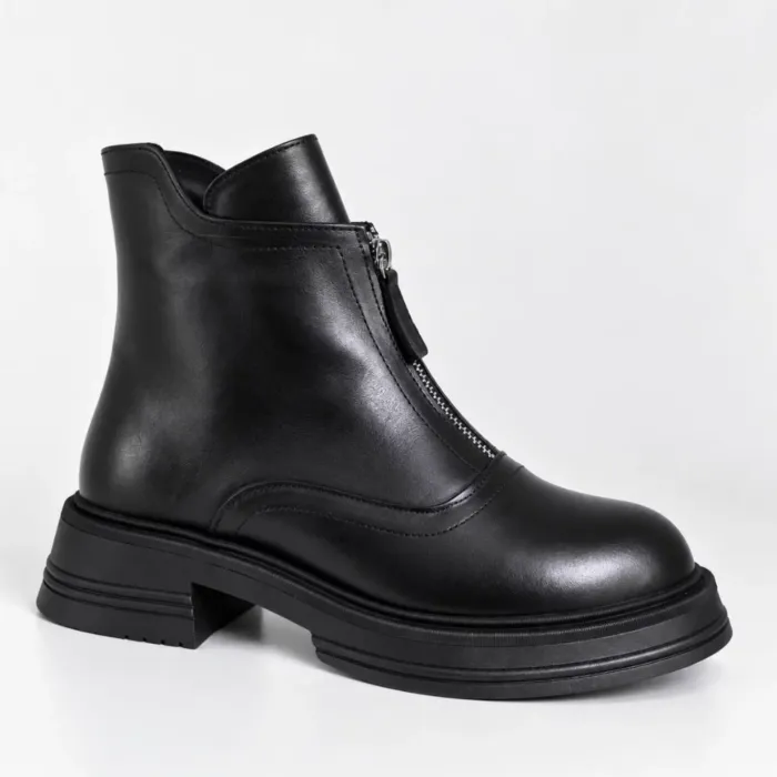 Ghete dama Piele Naturala Negre cu talpa comoda Marlow picture - 4