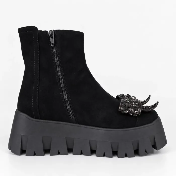 Ghete dama Piele Naturala Negre Jimmy picture - 4