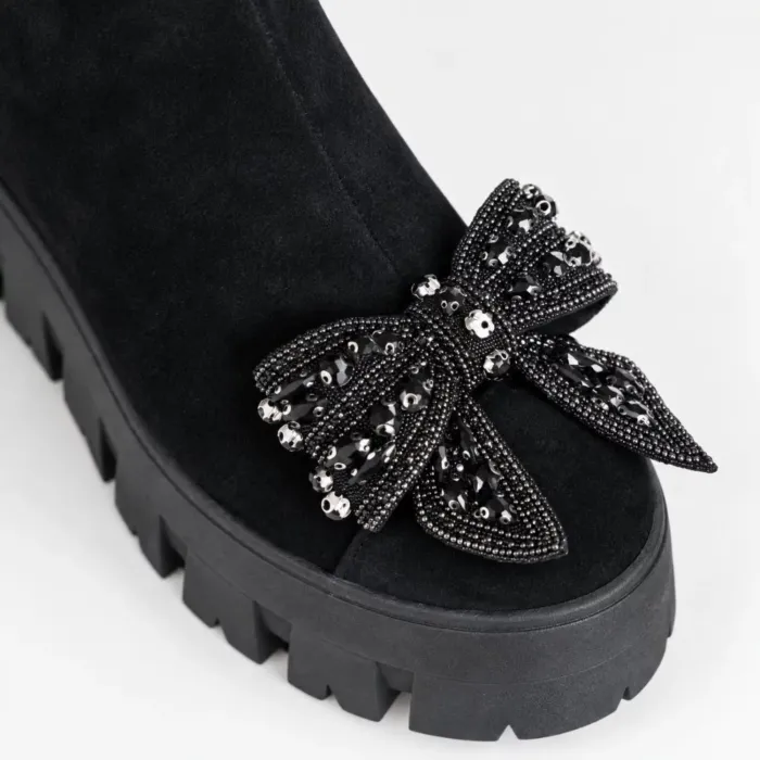 Ghete dama Piele Naturala Negre Jimmy picture - 3