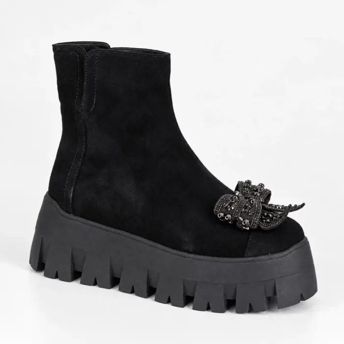 Ghete dama Piele Naturala Negre Jimmy picture - 5