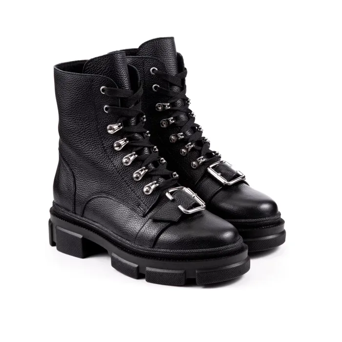 Ghete negre din piele naturala Lary picture - 5