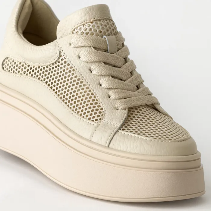 Pantofi casual Piele Naturala Bej cu textil broderie Dami picture - 3