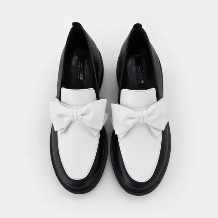 Pantofi casual Piele Naturala Negri cu Alb Madonna picture - 4